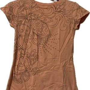 Vintage early 2000s Roxy Women's Brown Floral Tee